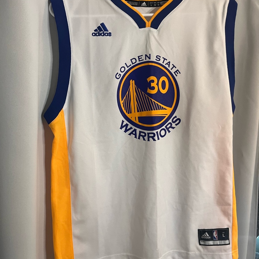 Adidas White and Yellow Jersey Steph Curry Golden State Warriors Jersey